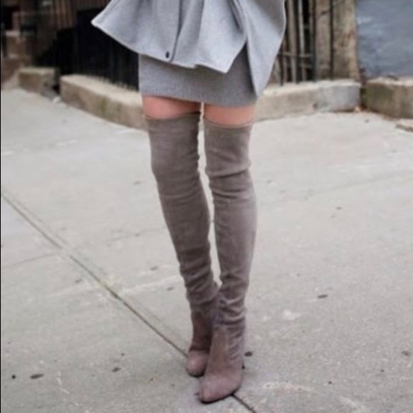 Stuart Weitzman Thighland Boots - Topo Suede - Picture 1 of 8